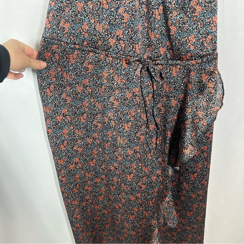 Avec Les Filles | Floral Midi Wrap Style Dress Navy Blue Women’s Size Small - Picture 6 of 12
